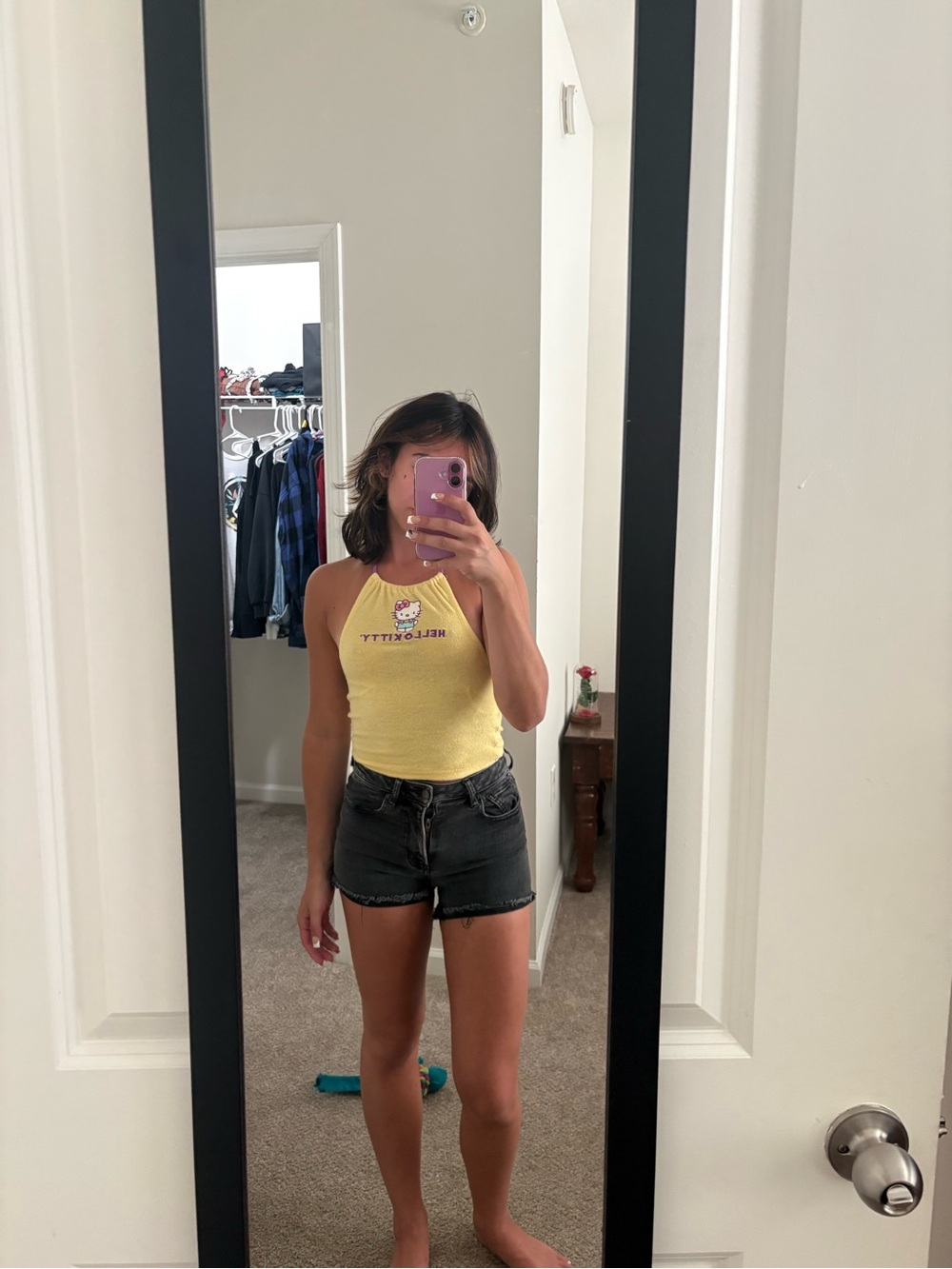 Yellow Ribbed Halter Tank Top